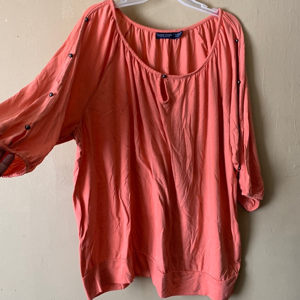 Faded Glory Peach 3/4 Sleeve Top- Womens Plus Size 4X (26W-28W)